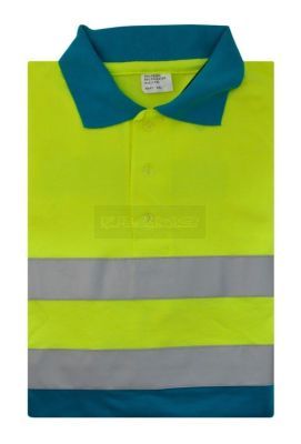 EHBO poloshirt met striping geel-blauw 