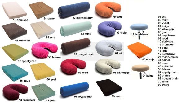 Badstofhoes voor armleuning massagebank verkrijgbaar in 23 kleuren L57 cm x B9,5 cm x H7
