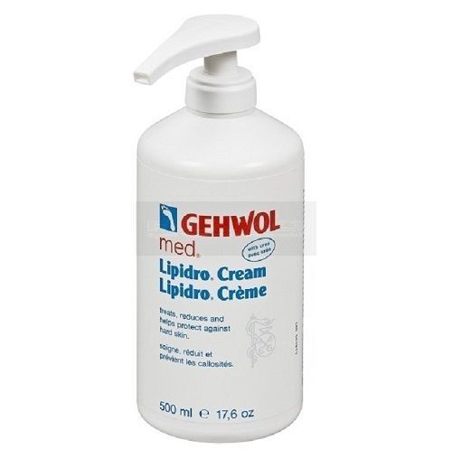 Gehwol Med lipidro crème met pomp, bij droge gevoelige huid 500 ml