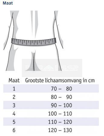 Bauerfeind LumboLoc rugbrace ter ontlasting van de lendenwervelkolom maattabel