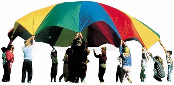 Parachute nylon met 8 handgrepen Ø 3,60 meter