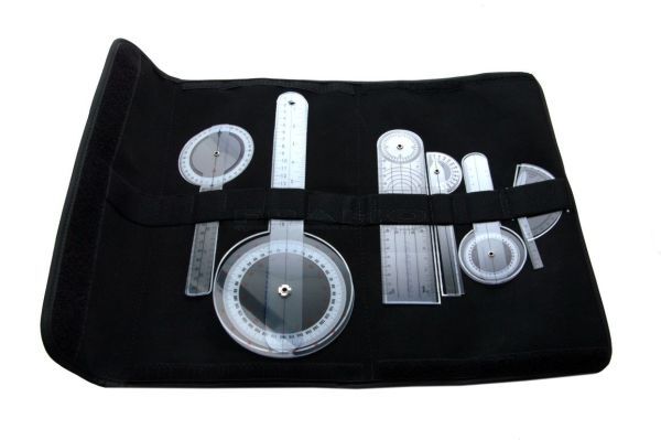 Saehan plastic goniometerset à 6 stuks in etui open
