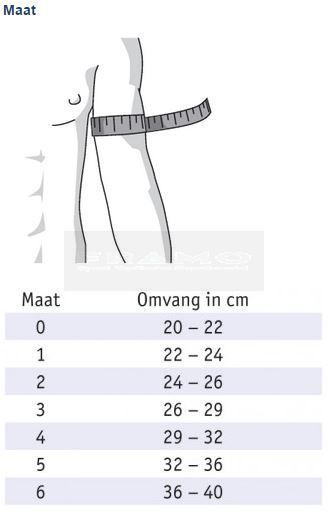 Bauerfeind OmoTrain schouderbrace voor een vroeg-functionele behandeling van het schoudergewricht maattabel