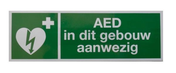 Sticker AED in dit gebouw aanwezig 10 cm x 30 cm