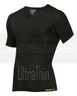 Knapman Body Encircled Compressie Shirt met  V-hals UltraThin zwart zijkant