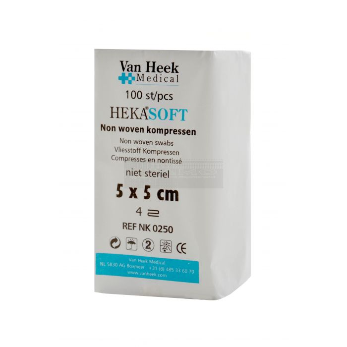 Gaaskompres nonwoven 5 cm x 5 cm à 100 stuks 4 laags