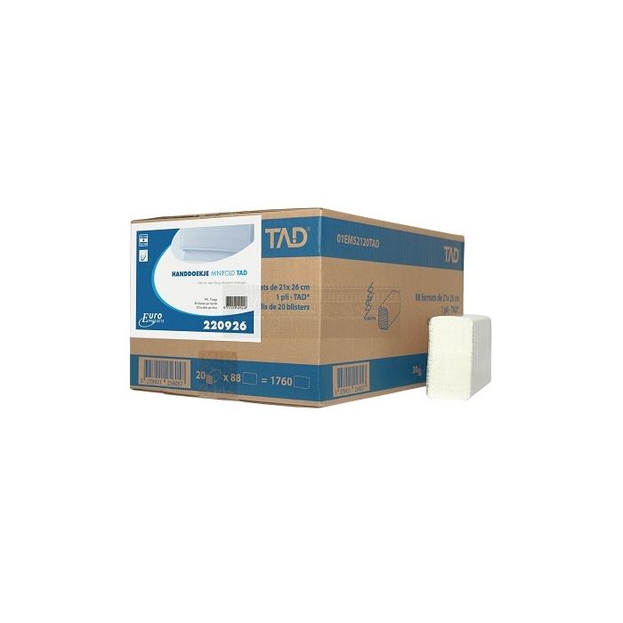 Handdoekpapier 1 laags Minifold, Slimfold doos à 20 x 88 stuks