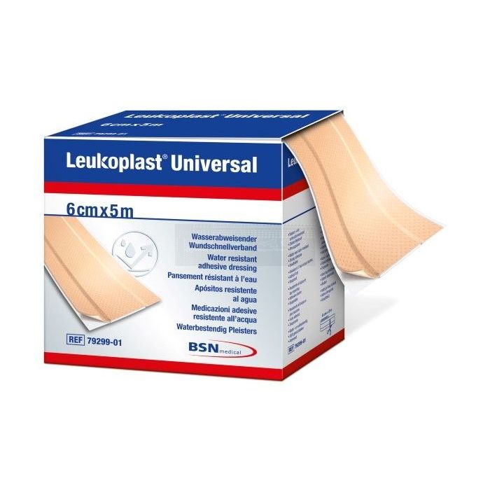 Leukoplast universal waterbestendige pleister 6 cm x 5 meter