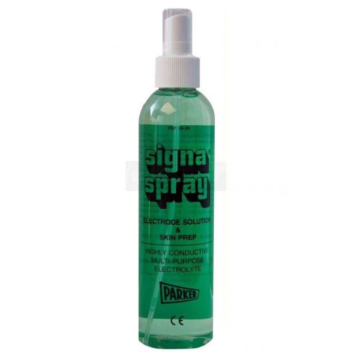 Signaspray lichaams electrode contactspray à 250 ml. Signaspray is een heldere contactspray. De spray is gemakkelijk aan te brengen maar ook makkelijk schoon te maken. De elektrodespray zorgt er voor dat de electrodes van meetapparatuur een goede geleidin