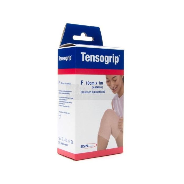 Tensogrip elastisch buisverband beige F - 10 cm x 1 meter bovenbeen medium