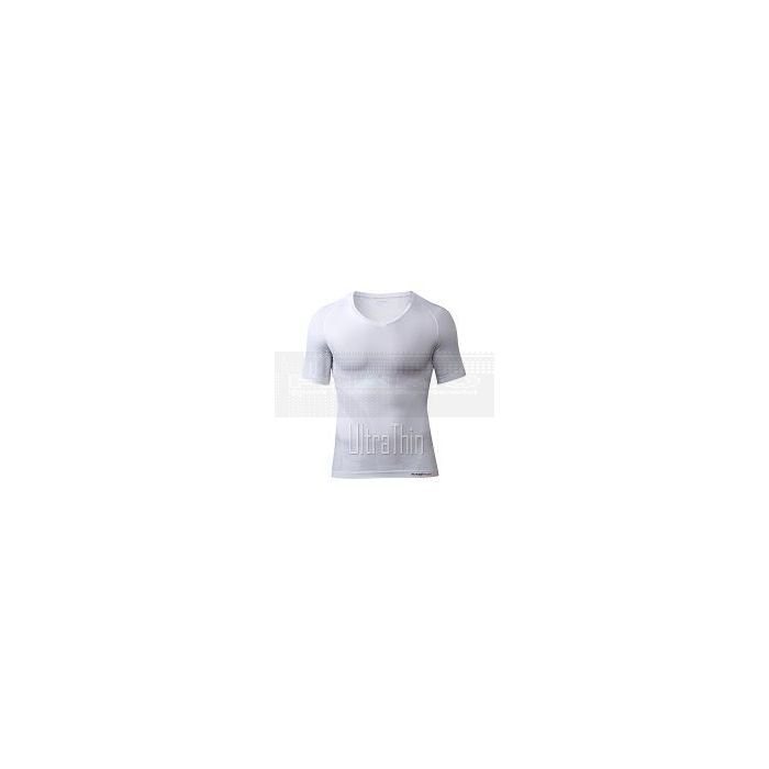 Knapman Body Encircled Compressie Shirt met  V-hals UltraThin wit voorzijde