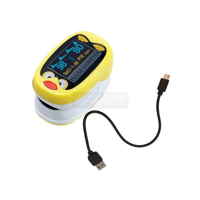 Saturatiemeter kind oplaadbaar – vingerpulse oximeter junior met OLED scherm