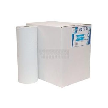 Onderzoektafelpapier kopen – doos met 6 rollen van 40 cm x 100 m voor fysiotherapie, tandartsen en wellnesspraktijken