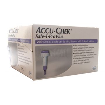 Accu Check Safe T-pro Plus, eenmalig lancet à 200 stuks