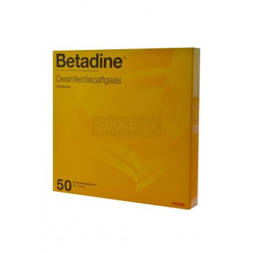 Betadine desinfectie zalfgaas 10 cm x 10 cm per stuk doosje