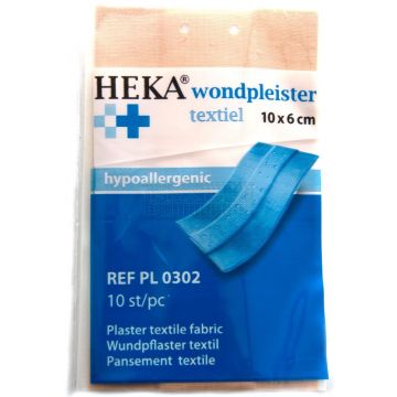 Hekaplast wondpleister textiel strips 10 cm x 6 cm à 10 stuks