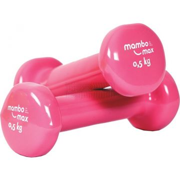 Roze vinyl halters 500 gram per stuk set van 2 voor fitness en revalidatie