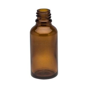 Druppelflesje bruin glas 25 ml rond – leeg zonder dop