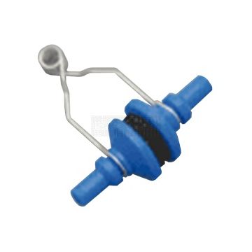 Herbruikbare neusklem met metalen veer en blauwe rubberen doppen