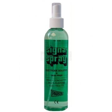 Signaspray lichaams electrode contactspray à 250 ml. Signaspray is een heldere contactspray. De spray is gemakkelijk aan te brengen maar ook makkelijk schoon te maken. De elektrodespray zorgt er voor dat de electrodes van meetapparatuur een goede geleidin