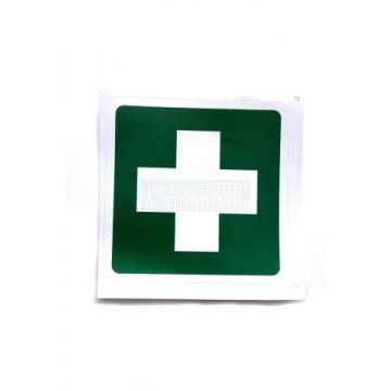 Sticker voor op verbandkoffer groen wit kruis