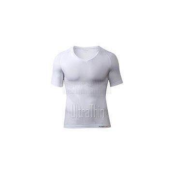 Knapman Body Encircled Compressie Shirt met  V-hals UltraThin wit voorzijde